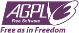 The logo of the GNU Affero General Public License, version 3.0.